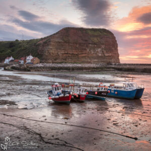 Sunset at Staithes Harbour Mini Foam Board Print