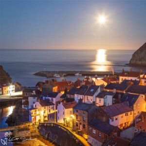 Staithes Super Moonrise 2020 Mini Foam Board Print