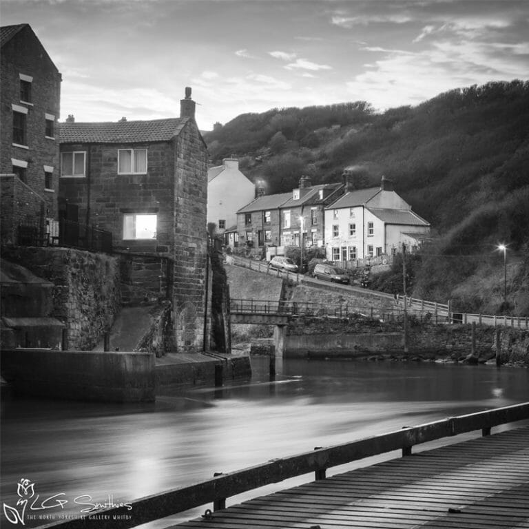 Slipway Staithes Black and White Mini Foam Board Print