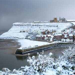 Tate Hill Whitby In The Snow Mini Foam Board Print