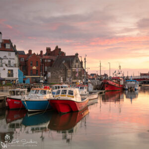 The Angel Hotel and Whitby Harbour Mini Foam Board Print