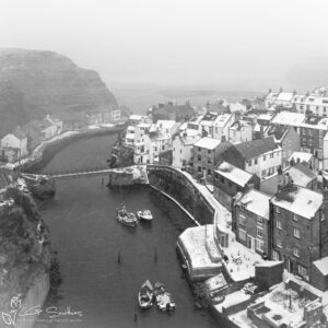 The Blizzard Staithes Black And White Mini Foam Board Print