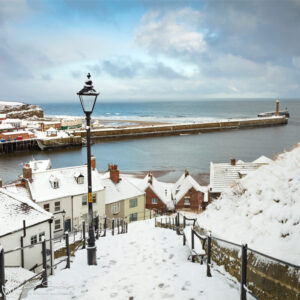 Whitby Steps In The Snow Mini Foam Board Print