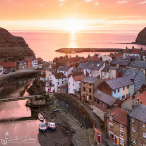 Wonderful Sunrise At Staithes Mini Foam Board Print