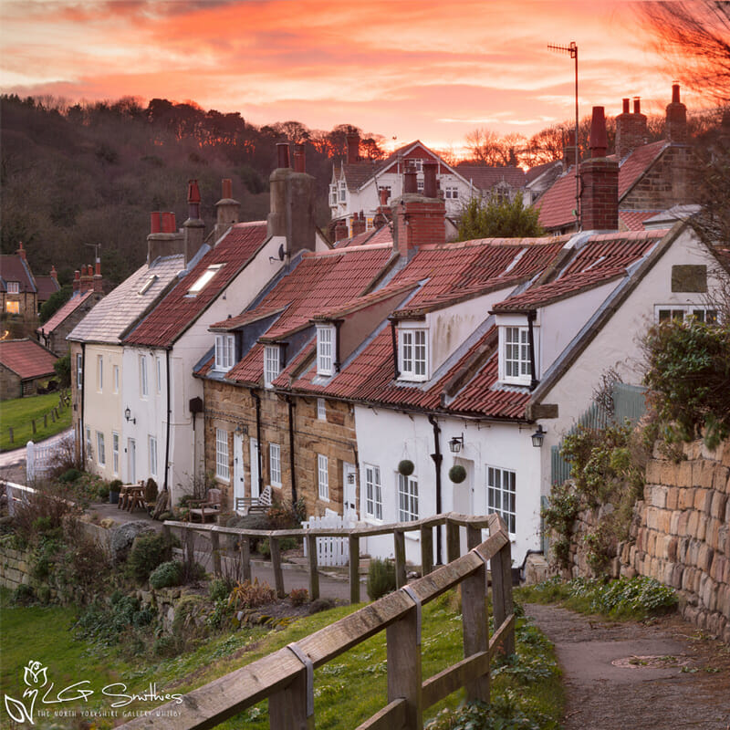 Sandsend Cottages Mini Foam Board Print 1 Sandsend Cottages Mini Foam Board Print