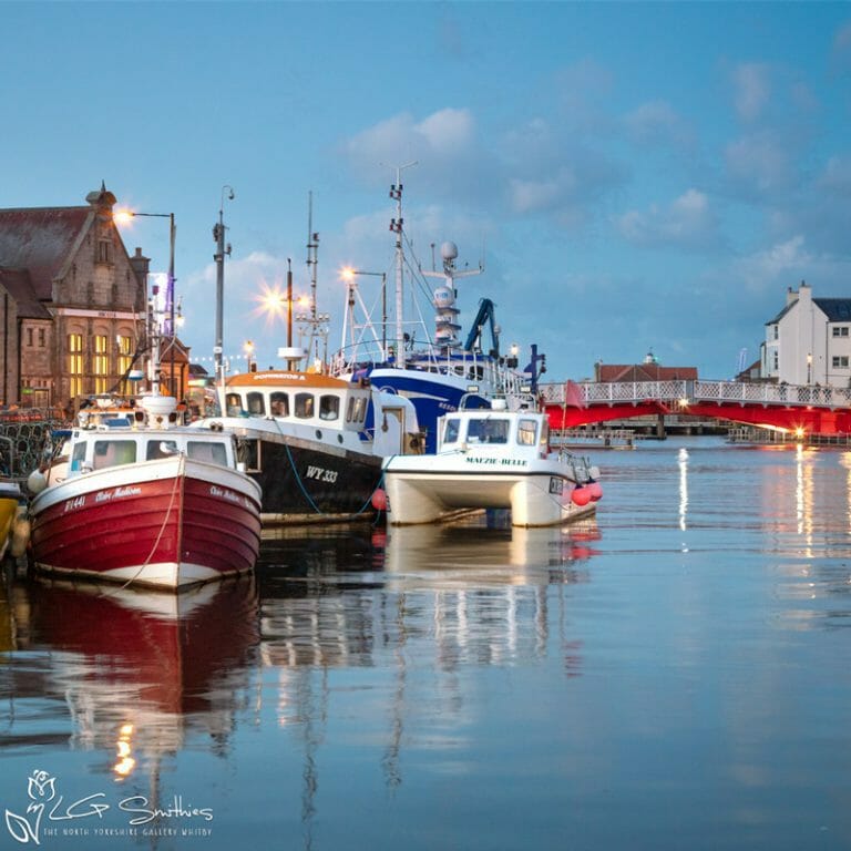 Whitby Harbour At Night Coaster