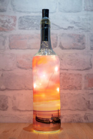 Beautiful Whitby Sunrise Over The Piers Light Up Bottle