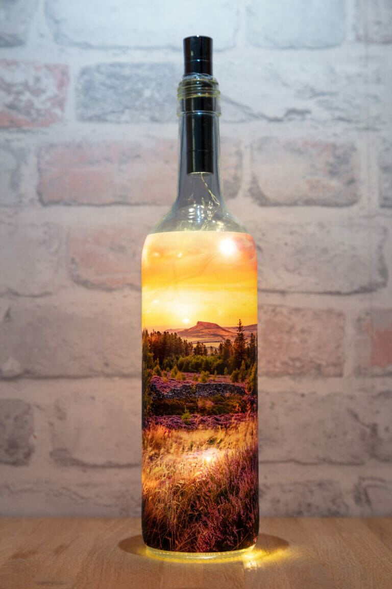 Roseberry Topping and Heather In Full Bloom Light Up Bottle