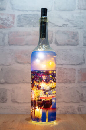 Supermoon Over Whitby Harbour Light Up Bottle