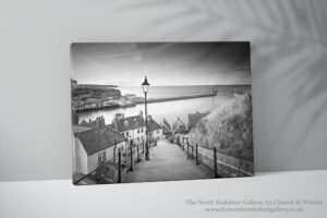 Whitbys 199 Steps black and white canvas print