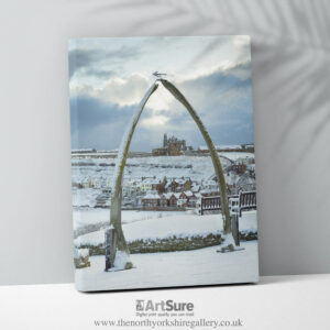 Whitby Whalebones In The Snow Canvas Print