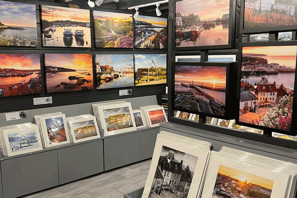 Inside The North Yorkshire Gallery in Whitby Picture of canvases, mounted photos and box prints on display inside The North Yorkshire Gallery in Whitby