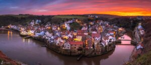 Staithes Winter Sunset Panoramic View