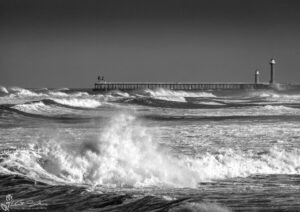 Big Waves At Whitby Black And White