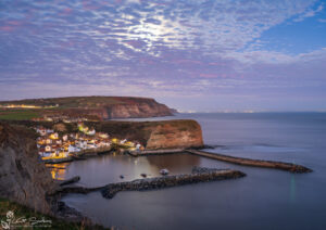 Moonset Over Staithes Harbour