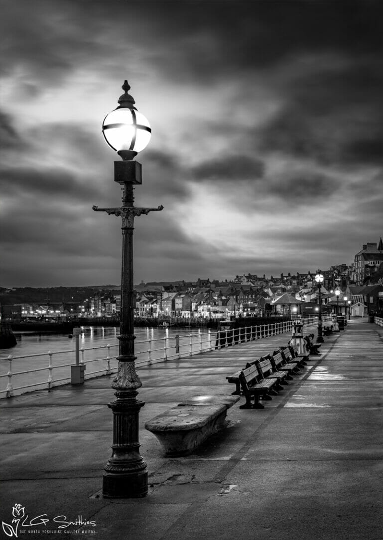 Whitby From The Harbour Black And White