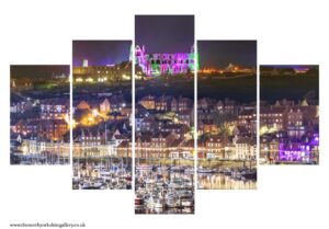 Illuminated Abbey Green and Purple Reflections Over The River Esk 5 PCS Wall Art