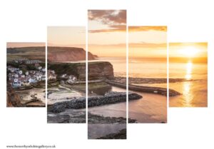 Low Tide And Summer Sunset At Staithes 5 PCS Wall Art