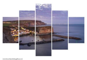Moonset Over Staithes Harbour 5 PCS Wall Art
