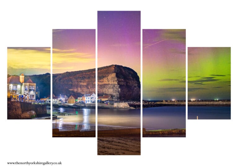 Northern Lights At The Cod And Lobster Staithes 5 PCS Wall Art