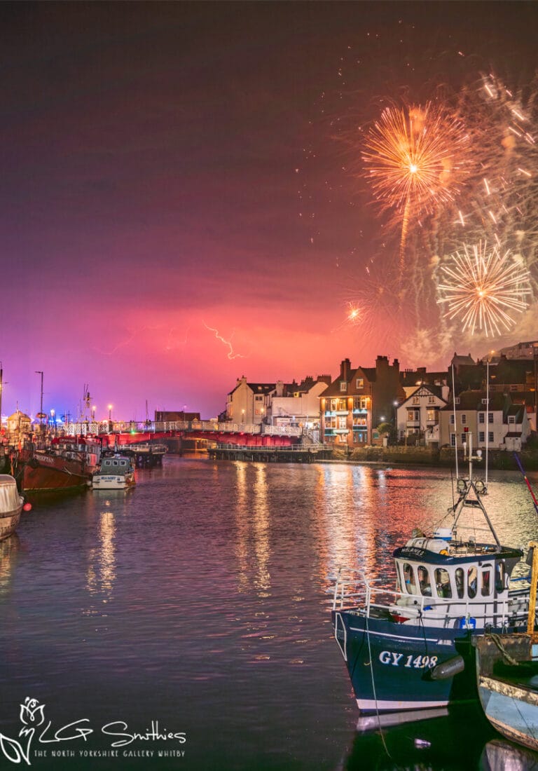 Fireworks And Lightning At Whitby Regatta
