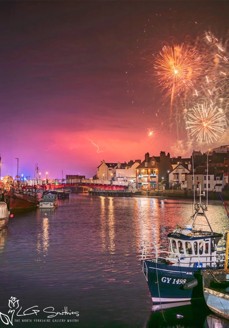 Fireworks And Lightning At Whitby Regatta Fireworks And Lightning At Whitby Regatta