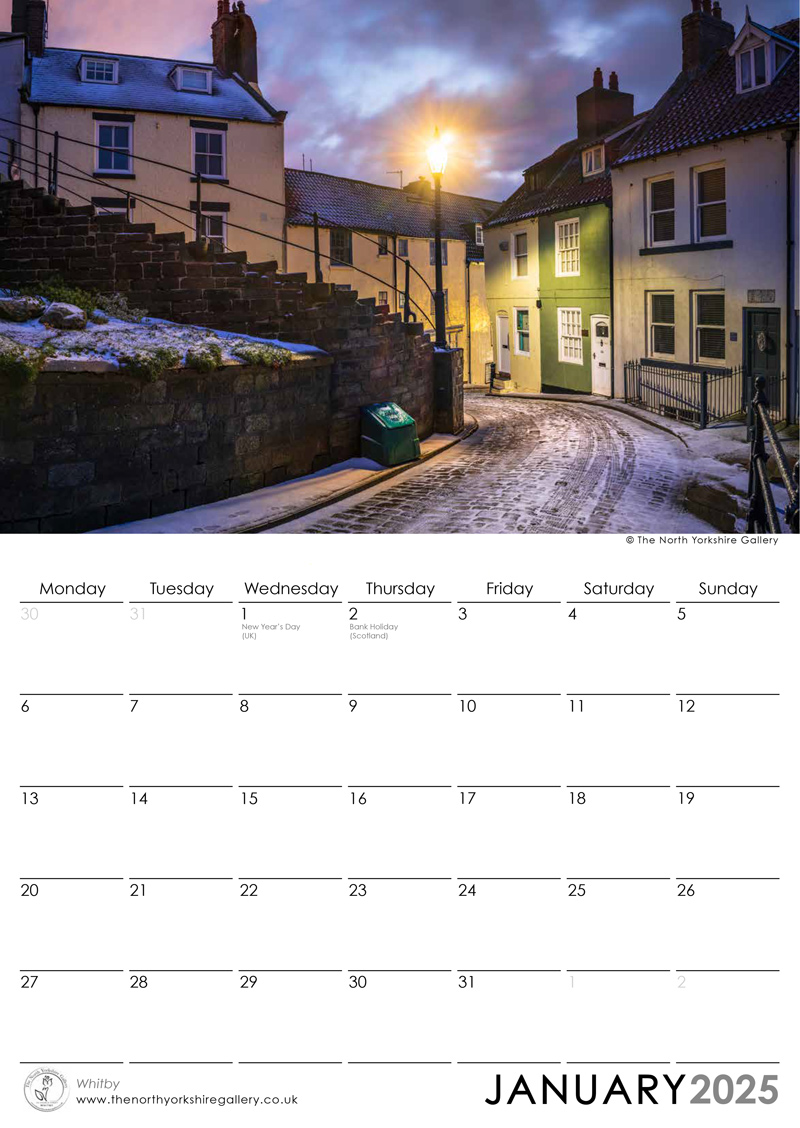 Whitby 2025 calendar January