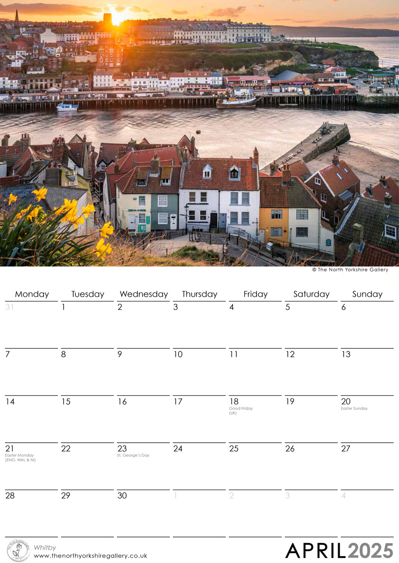 Whitby 2025 calendar April