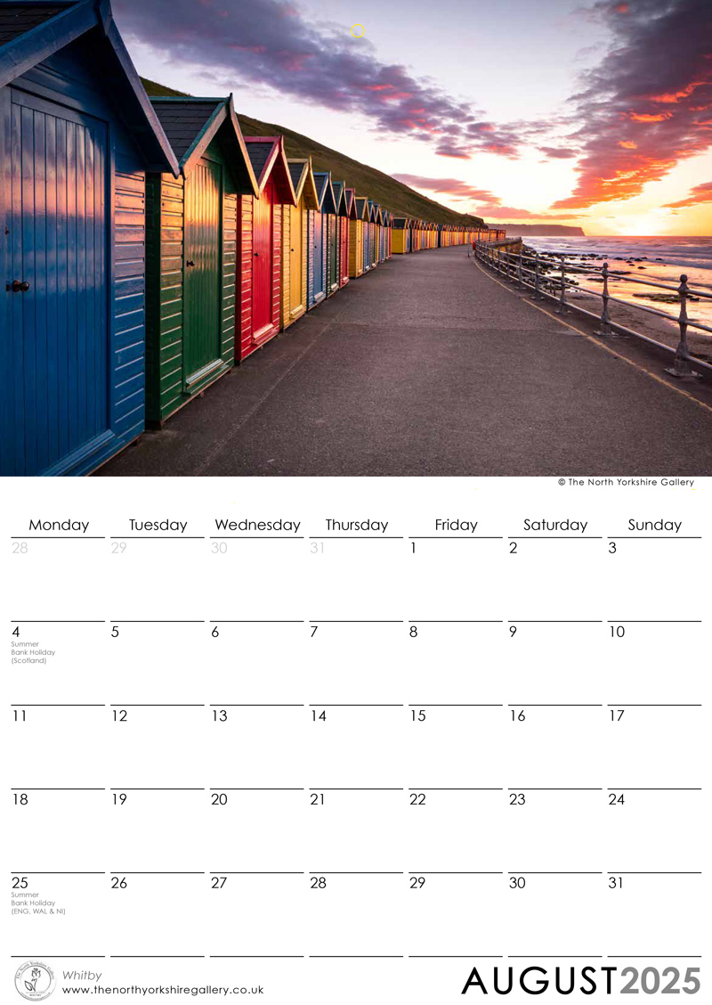 Whitby 2025 calendar August
