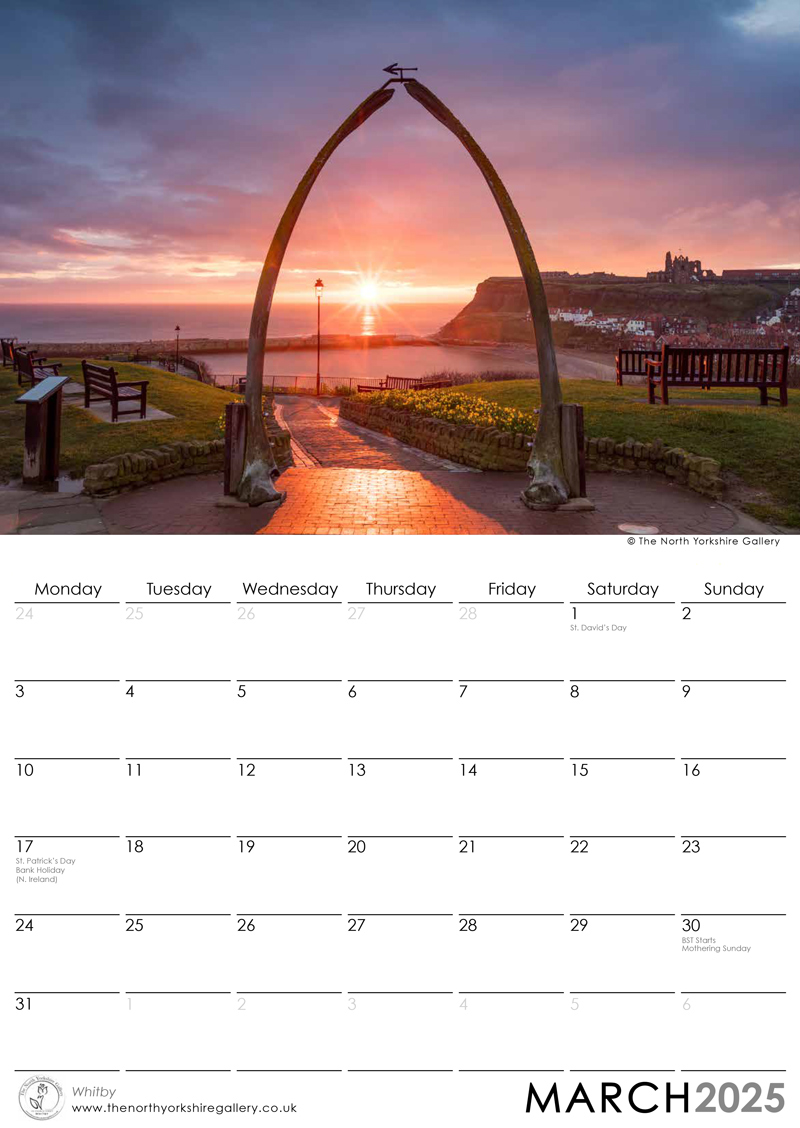 Whitby 2025 calendar March