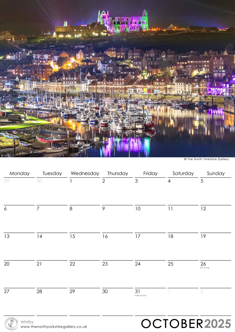 Whitby 2025 calendar October