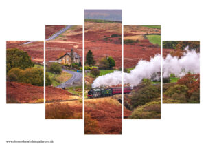 A Steam Engine Cutting Across The Beautiful Autumnal North York Moors 5 PCS Wall Art