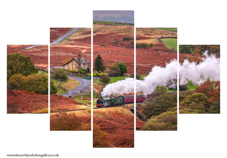 A Steam Engine Cutting Across The Beautiful Autumnal North York Moors 5 PCS Wall Art