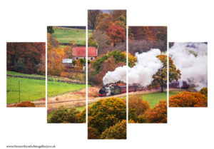 NYMR Steam Engine On An Autumn Morning 5 PCS Wall Art