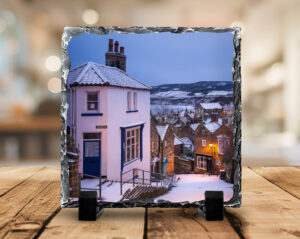 Robin Hoods Bay In The Snow Christmas Photo Slate