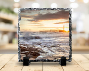 Sunrise At Whitby Beach Photo Slate