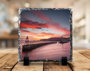 Whitby Harbour At Sunrise Photo Slate