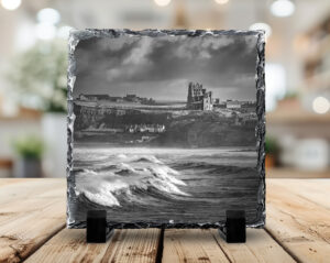 Whitby Storm Black And White Photo Slate