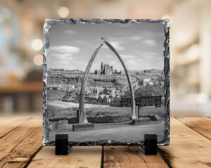 Whitby Whalebones Black And White Photo Slate