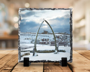 Whitby Whalebones In The Snow Christmas Photo Slate