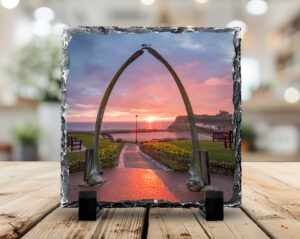 Whitby Whalebones Sunrise Spring Photo Slate