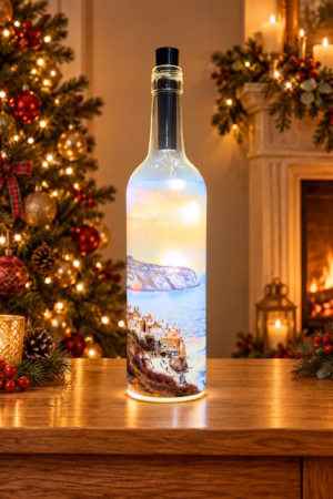 Robin Hoods Bay At Christmas Light Up Bottle Lit