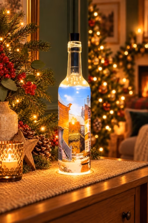 Sunny Place Cottages At Robin Hoods Bay In The Snow Light Up Bottle Lit