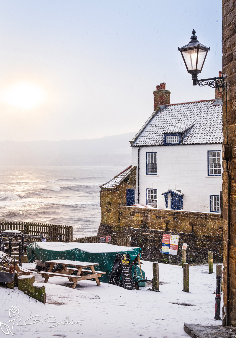 Robin Hoods Bay Snow Storm Christmas Card