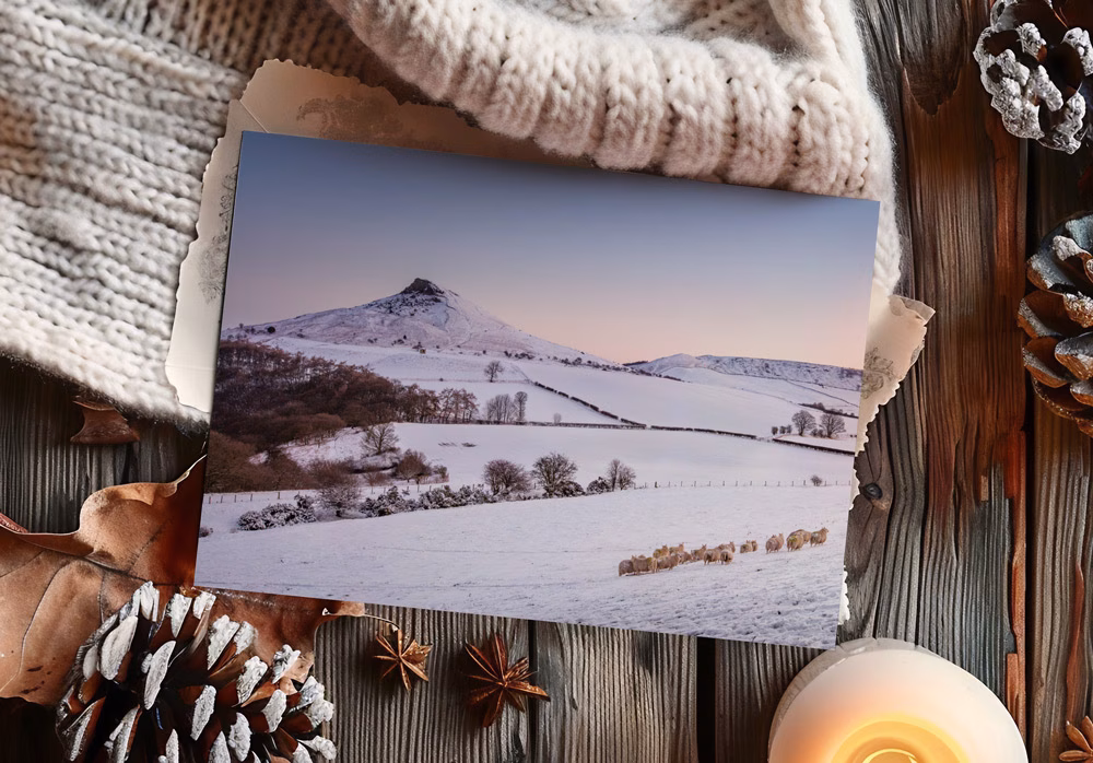 Roseberry On A Winters Morning Christmas Card On Display