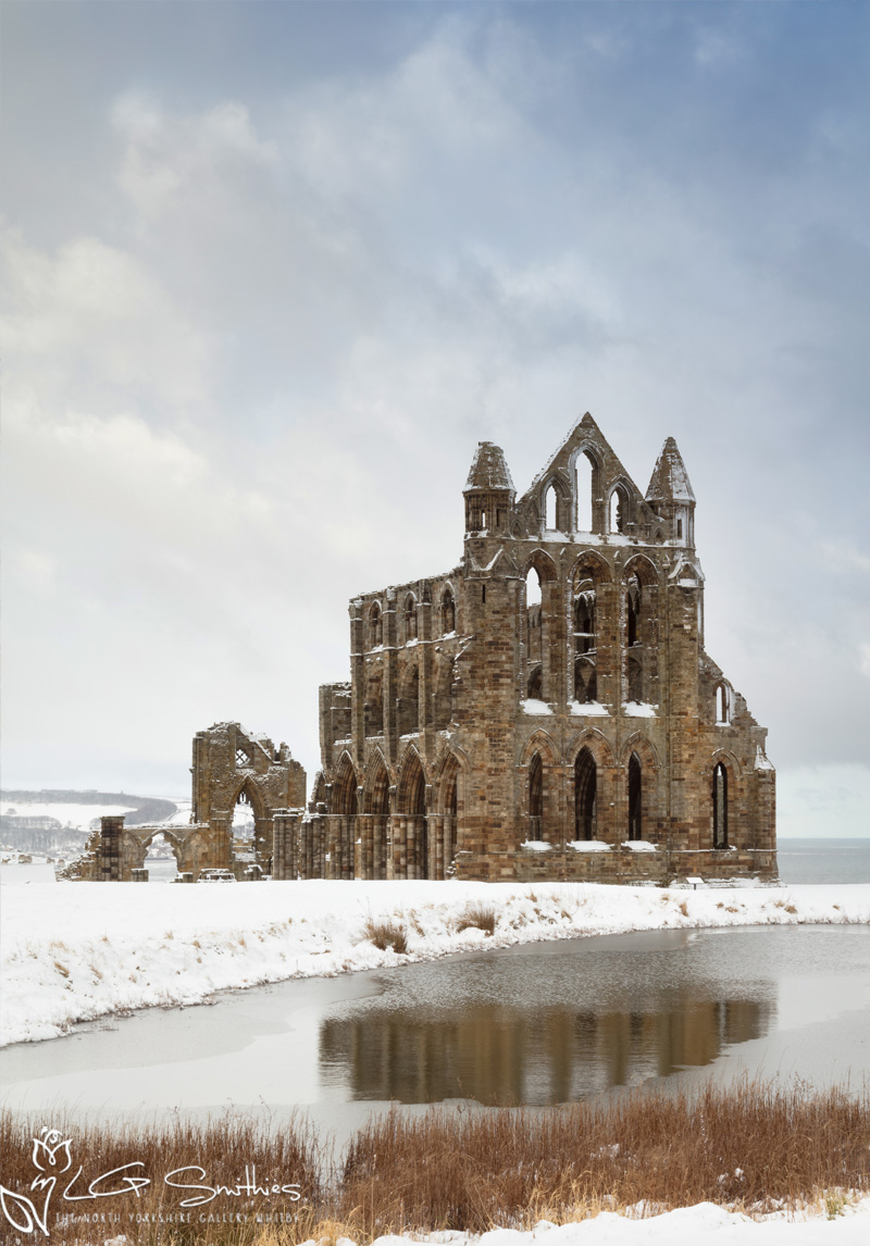 Snow At Whitby Abbey Christmas Card