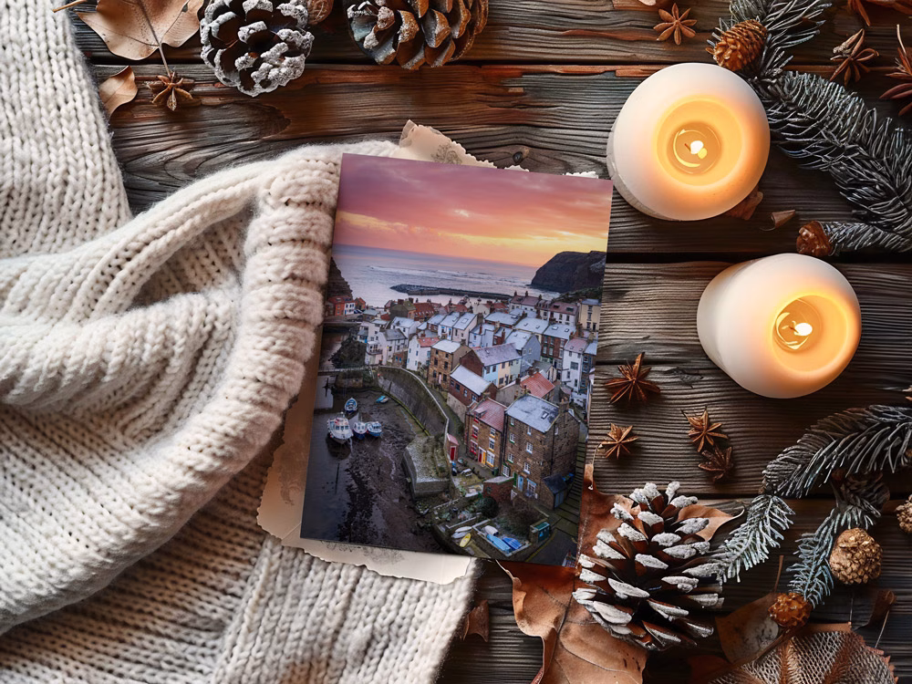 Staithes Christmas Card 1 Staithes Christmas Card On Display
