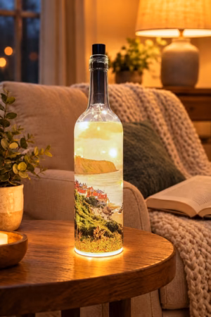 Robin Hoods Bay Village On A Beautiful Summers Morning Light Up Bottle Lit