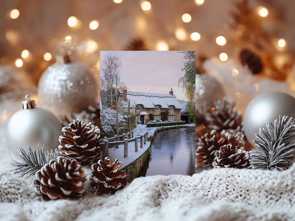 Thornton Le Dale Snow Christmas Card On Display