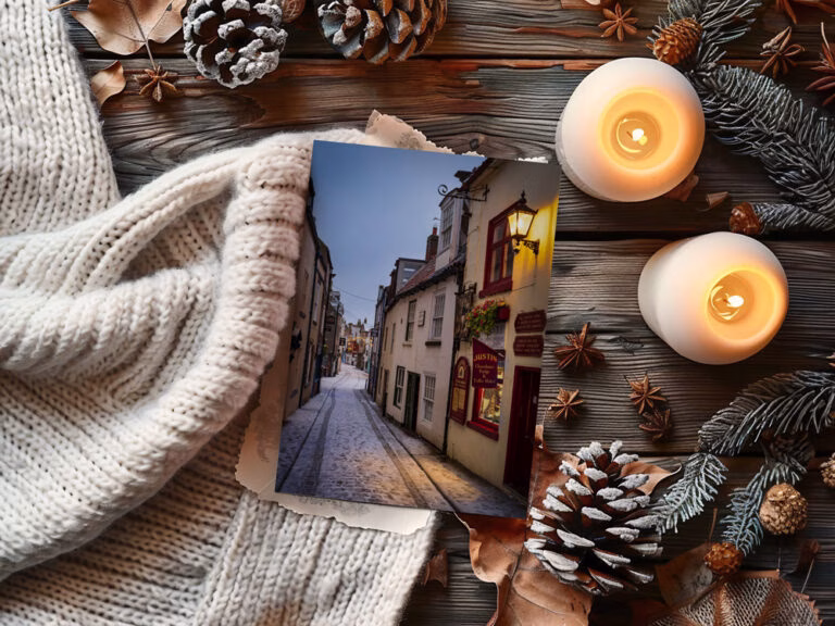 Whitby Christmas On Church Street Christmas Card On Display